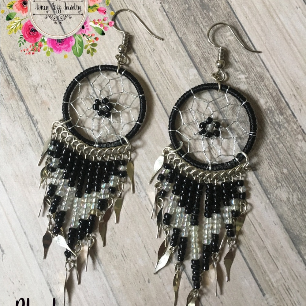 Black and Silver Dreamcatcher Earrings